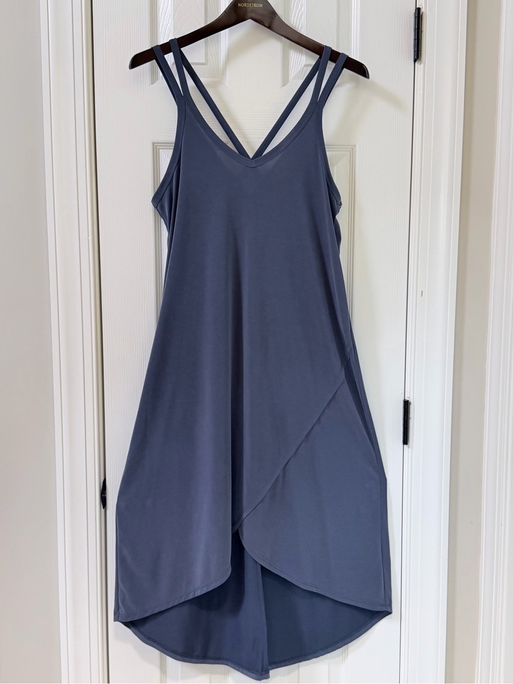 Charming Charlie Slate Blue Strappy Cross Back High Low Midi Dress NWT Small